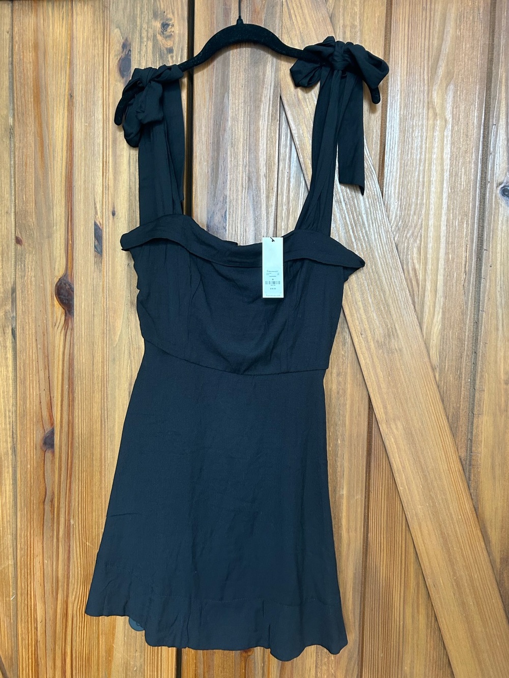NWT Francesca's Collections Black Tie-Shoulder Mini Dress